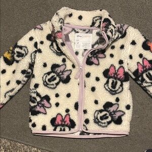 Disney Cream Sherpa Jacket with Pink & Black Minnie Accents